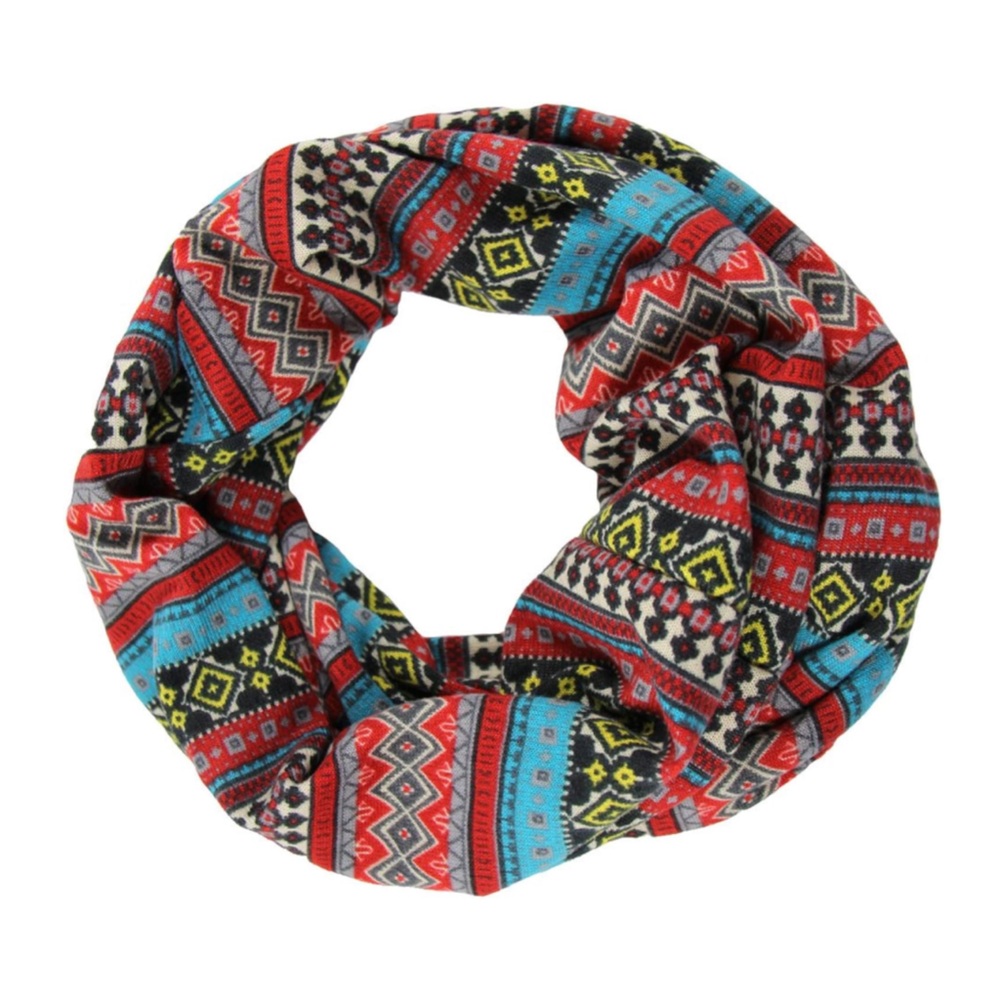 Rasta World Soft & Cozy Knit Aztec Print Infinity Scarf
